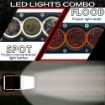 38" Curved X6 Amber/White 210W Combo Beam LED Light Bar & Harness Kit - Infographic LED Spot vs Flood