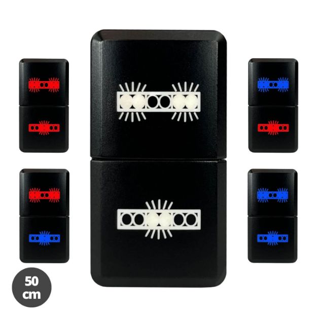 Dual Push Laser Engraved Rocker Switch for X6 & X6S Bars - 50cm Wire