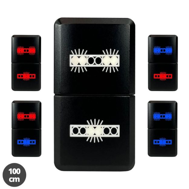 Dual Push Laser Engraved Rocker Switch for X6 & X6S Bars - 100cm Wire