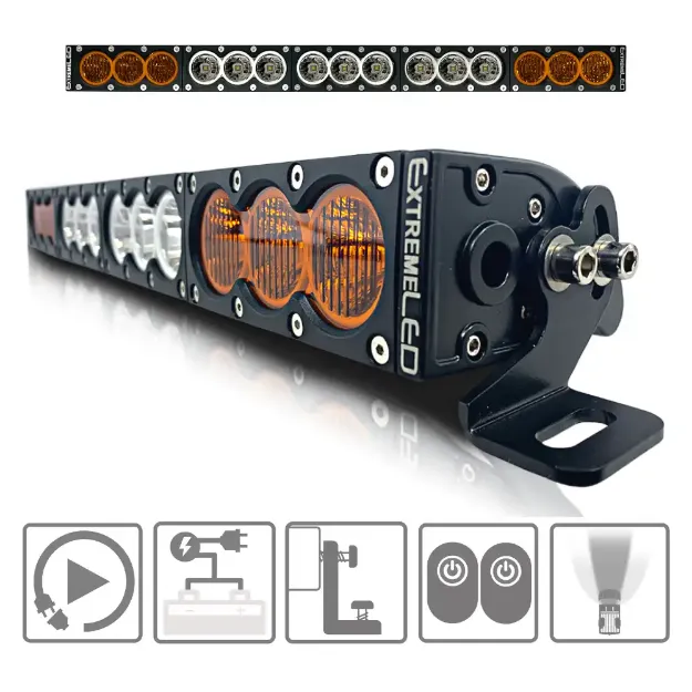 28" X6 Amber/White 150W Combo Beam LED Light Bar & Harness Kit - Hero