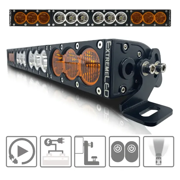 22" X6 Amber/White 120W Combo Beam LED Light Bar & Harness Kit- Hero