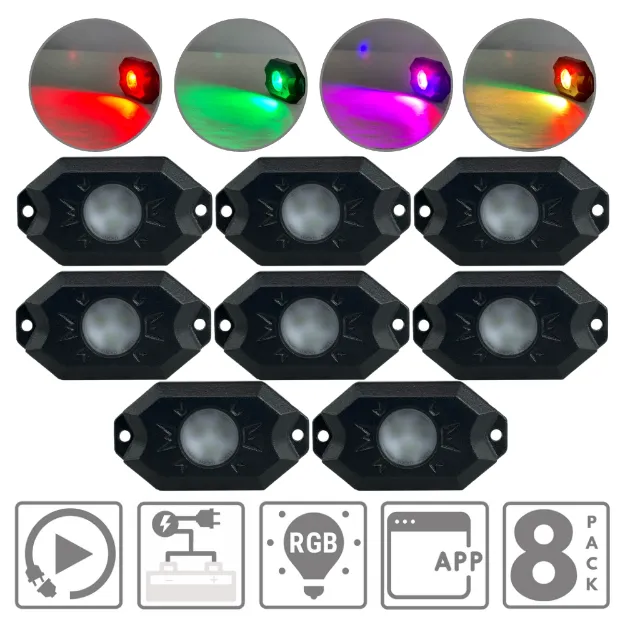 LED Rock Lights (RGB/8 Pack) - HERO