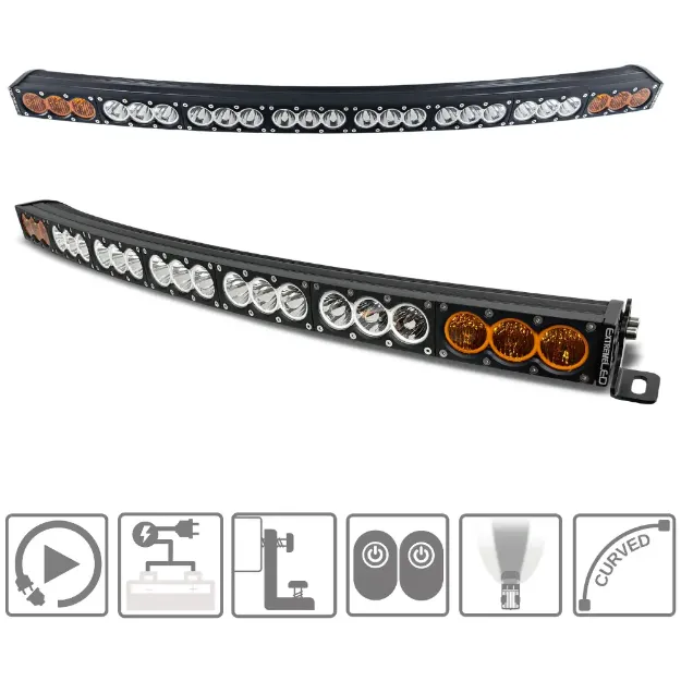 44" Curved X6 Amber/White 240W Combo Beam LED Light Bar & Harness Kit - hero