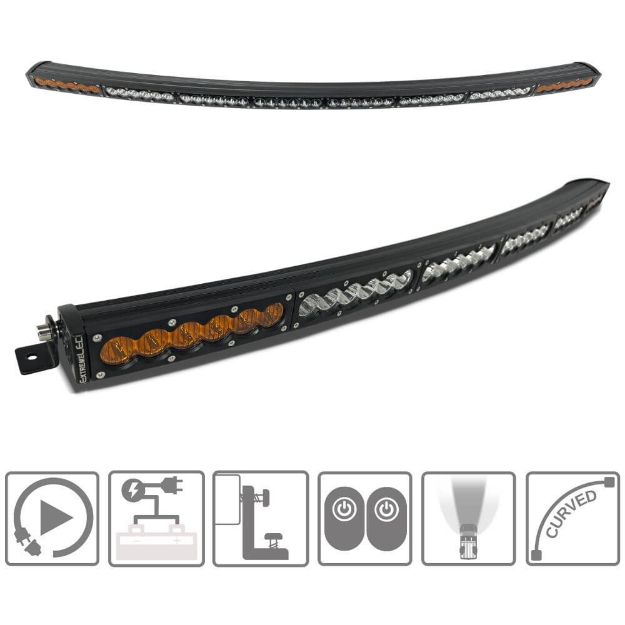 50" Curved X6S Slim Amber/White 240W LED Light Bar & Harness - Hero