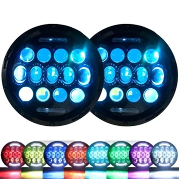 Round RGB LED Headlight Kit with Adapters