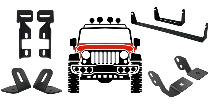 Extreme LED mounting brackets for lower windshield and hood